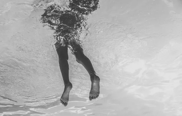 Bubbles, legs, water, reflection