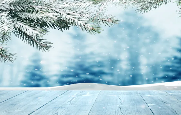 Картинка зима, снег, снежинки, елка, nature, winter, snow