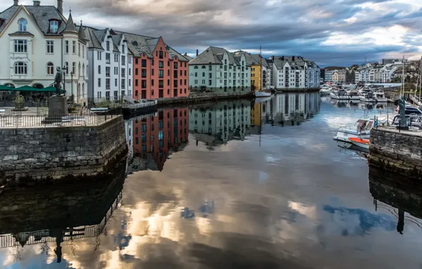 Норвегия, Norway, Reflection, Ålesund, Олесунн