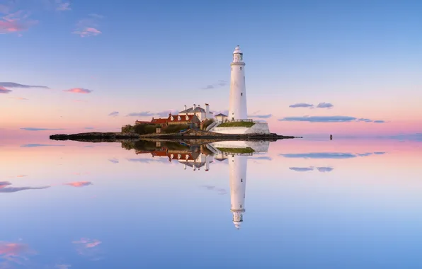 Картинка England, Sea, St Mary's Lighthouse, Seascape •