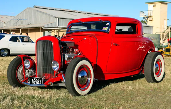 Картинка красный, купе, Ford, Форд, выставка, Hot, coupe, 1932