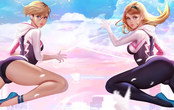 Попа, девушка, костюм, marvel, gwen stacy, Spider-Gwen, Gwendolyne Stacy