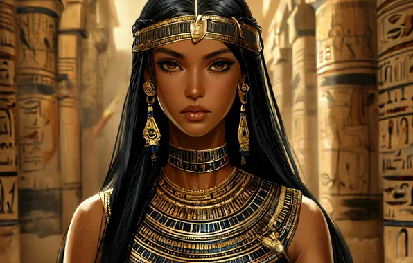 Богиня, Египтянка, ИИ арт, Эннеада, Ennead, Маат, Maat