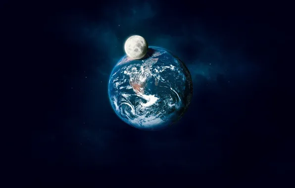 Картинка земля, луна, тень