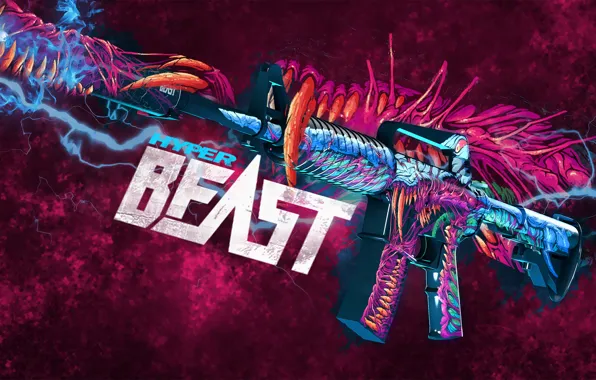 Молния, монстр, раскрас, workshop, cs go, custom paint job, m4a1-s, hyper beast