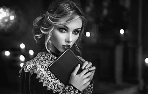 Девушка, Алиса Тарасенко, чёрно - белое фото, фото - рисунок, простые карандаши