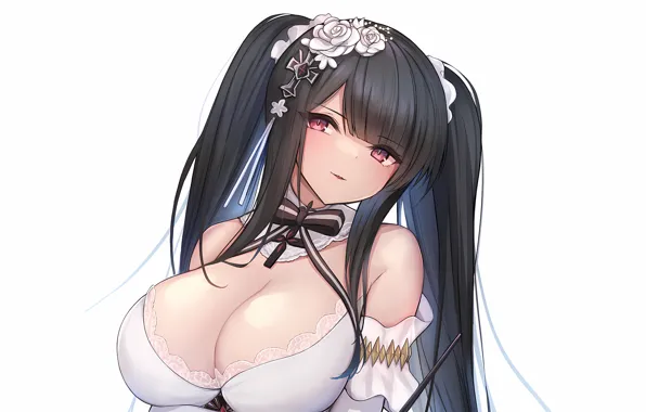 Girl, sexy, cleavage, blouse, long hair, boobs, anime, beautiful