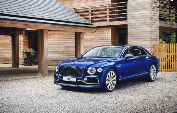 Авто, синий, дом, Bentley, Flying Spur