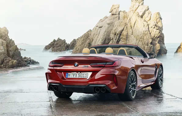 Скала, берег, BMW, кабриолет, корма, 2019, BMW M8, M8