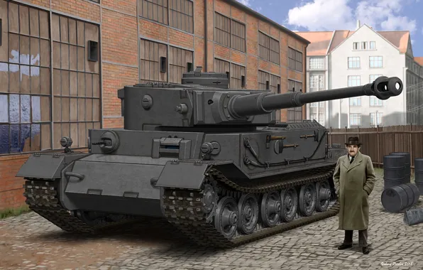 Германия, танк, бочки, тяжёлый, Panzerkampfwagen VI ''Tiger P'', доктор Фердинанд Порше, ''Тигр Порше''