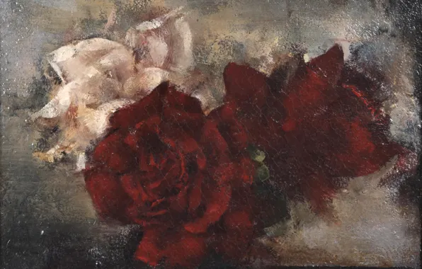 Розовая, красные, три, Grigory Gluckmann, Натюрморт с розами