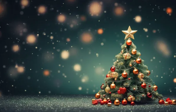 Новый Год, snow, зима, tree, Christmas, decoration, снег, merry