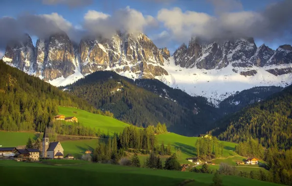 Лес, пейзаж, горы, природа