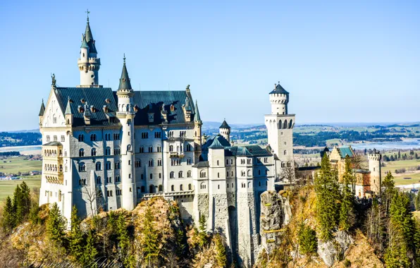 Германия, Замок, Бавария, Germany, Нойшванштайн, Bavaria, Neuschwanstein Castle, Bavarian Alps