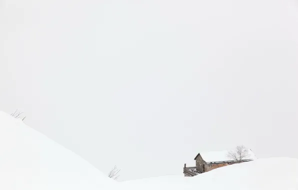 Картинка снег, туман, дом