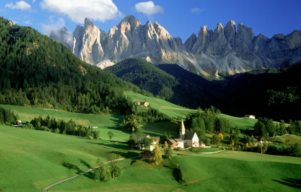Картинка село, Альпы, Италия