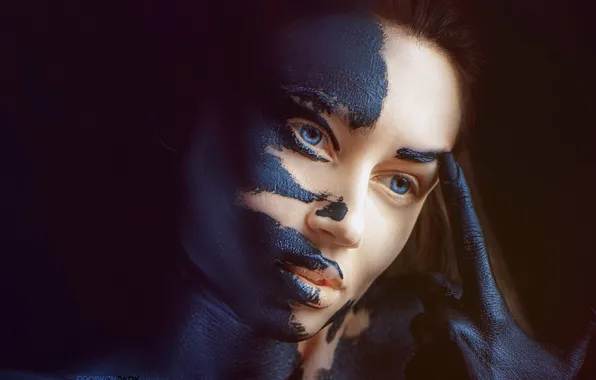 ЧЁРНЫЙ, ЛИЦО, КРАСКА, Модель Зоя, фотограф Alexander Drobkov-Dark