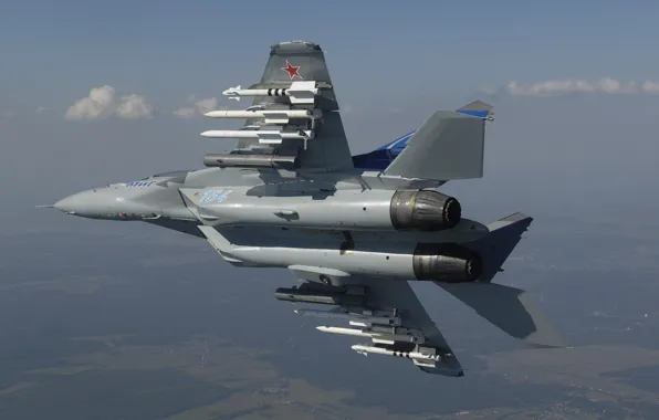 Небо, истребитель, вираж, самолёт, МиГ-35