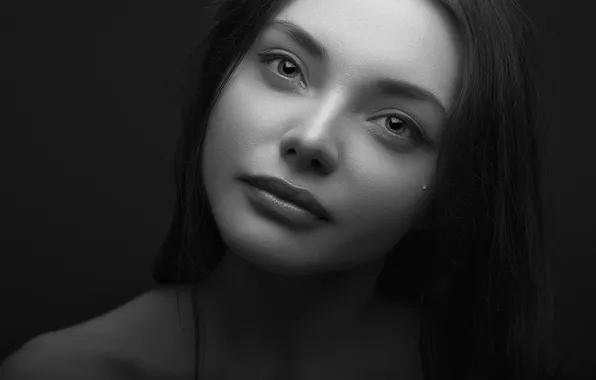 Взгляд, портрет, чёрно-белое, Алёна, Павел Черепко