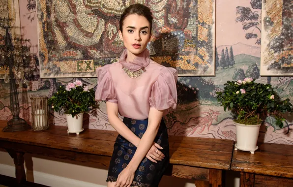 Актриса, брюнетка, Lily Collins