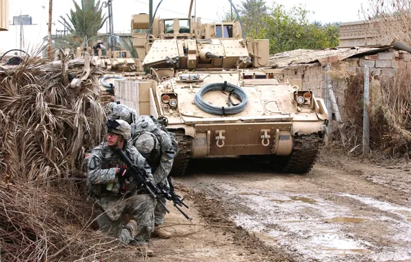 Картинка машина, война, солдат, USA, M2 Bradley