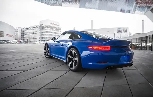 Синий, 911, Porsche, Порше, вид сзади, GTS, Club Coupe