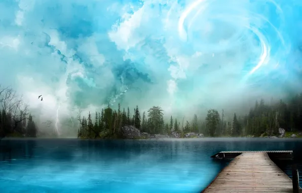 Картинка небо, природа, озеро