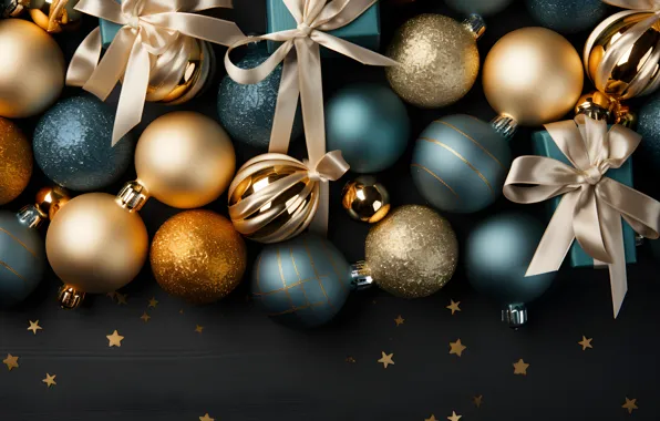 Картинка Новый Год, подарки, blue, luxury, Christmas, decoration, background, темный фон