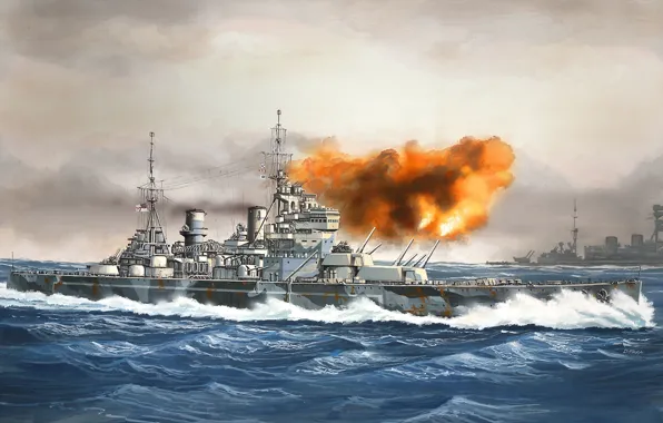 Корабль, арт, флот, военный, линкор, британский, battleship, WW2