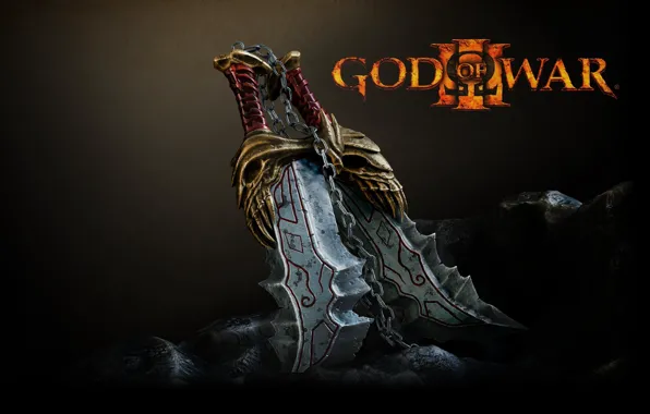 Sword, Kratos, God of War, rocks, stones, God of War 3, chains, Ares