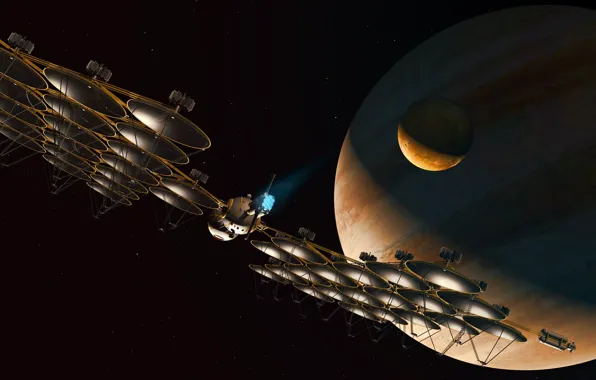 Planets, spacestation, cosmic butterfly