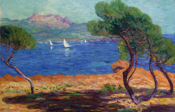 Лодка, картина, бухта, парус, Leon Detroy, Пейзаж в Аге