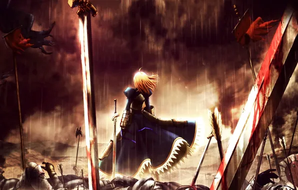 Битва, saber, fate stay night