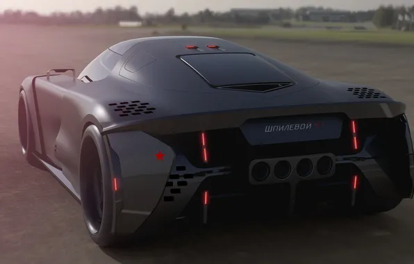 Concept car, hypercar, rear view, car exterior, russian car, Шпилевой М1, Shpilevoy M1