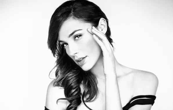 Взгляд, девушка, лицо, модель, черно-белое, Галь Гадот, Gal Gadot