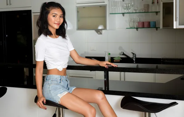 Картинка girl, shorts, brunette, asian, cute
