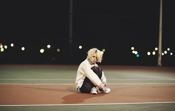 Девушка, поза, блондинка, сидит, alysha nett