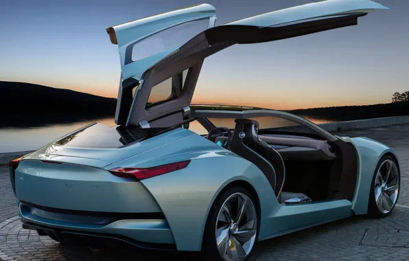 Машина, Concept, небо, открытые двери, крылья чайки, Riviera, Buick