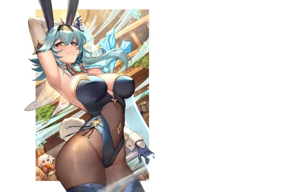 Girl, hot, sexy, anime, big boobs, babe, bunny, chips