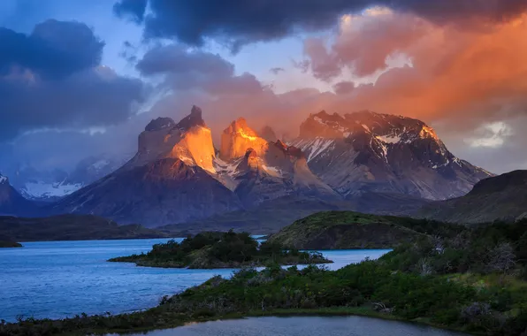 Чили, Chile, Lake Pehoe, Torres del Paine National Park, Озеро Пехо, национальный парк Торрес-дель-Пейн