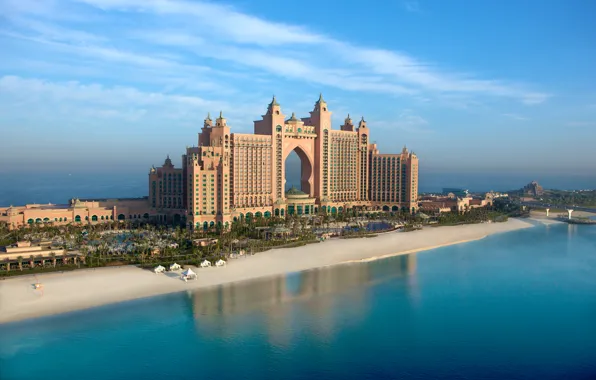 Картинка город, Atlantis, обои, Пальма, wallpaper, Дубай, отель, МОРЕ