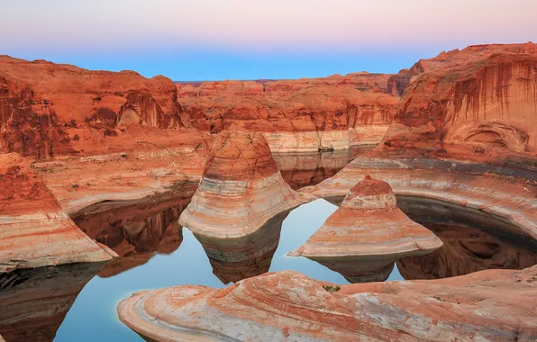 Картинка desert, cloud, lake, day, color, formation, glen, glen canyon