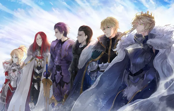 Картинка Fate / Grand Order, небо, аниме, персонажи, арт