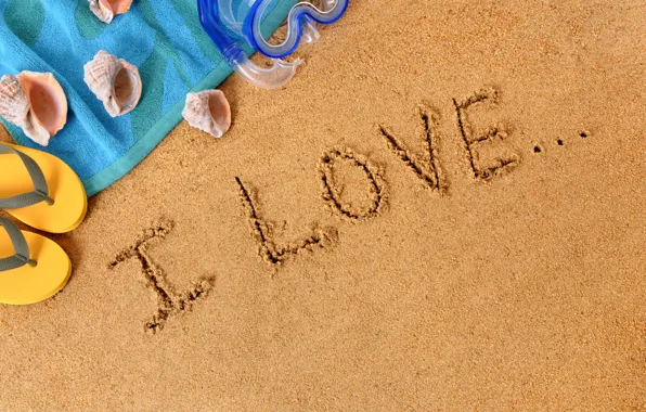 Картинка beach, sand, i love