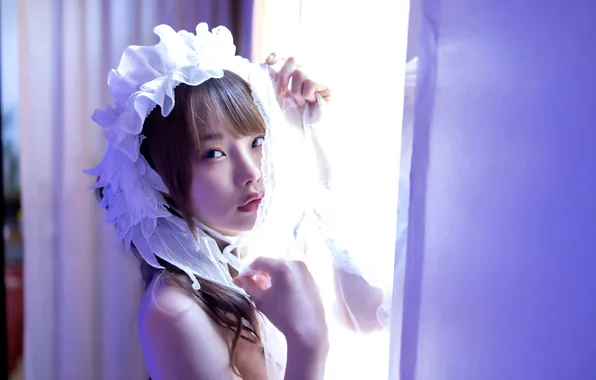 Beautiful, Asian, Model, Woman, Pretty, Japanese, Close Up, Curtain
