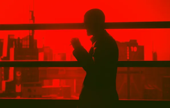 Герой, лифт, лысый, red, Cyberpunk 2077, bald