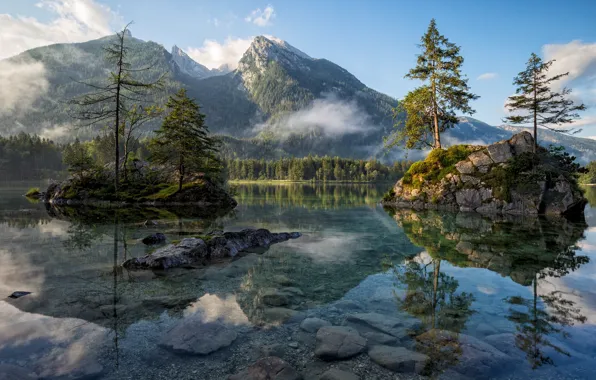 Лес, вода, горы, природа, скалы, Германия