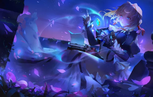 Девушка, кулон, киборг, Violet Evergarden