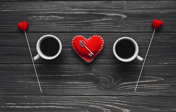 Любовь, сердце, кофе, чашка, love, heart, wood, cup