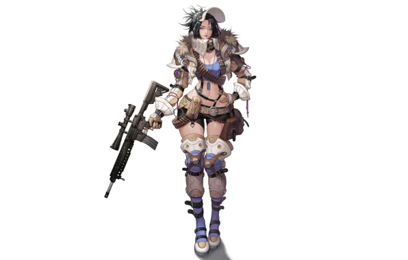 Girl, Fantasy, Gun, Art, Style, Background, Illustration, Weapons